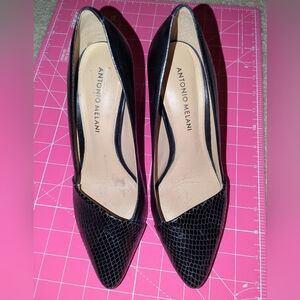 Antonio Melani Black Textured Heels
